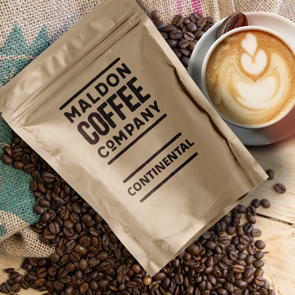 Bag of Continental coffee beans from Maldon Coffee Company.