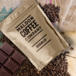 Brown bag of Diablo coffee beans from Maldon Coffee Company.