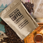 Brown bag of El Salvador coffee beans from Maldon Coffee Company.