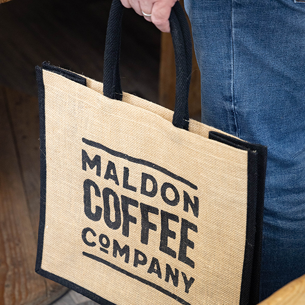 Beige Maldon Coffee Company bag.