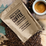Brown sealed bag of Rio Blend coffee beans from Maldon Coffee Company.