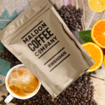 Sealed bag of Rwandan coffee beans from Maldon Coffee Company.