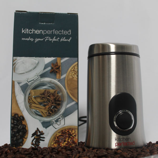 kitchen-perfected-grinder-3-600x600 Silver kitchen perfected coffee grinder.